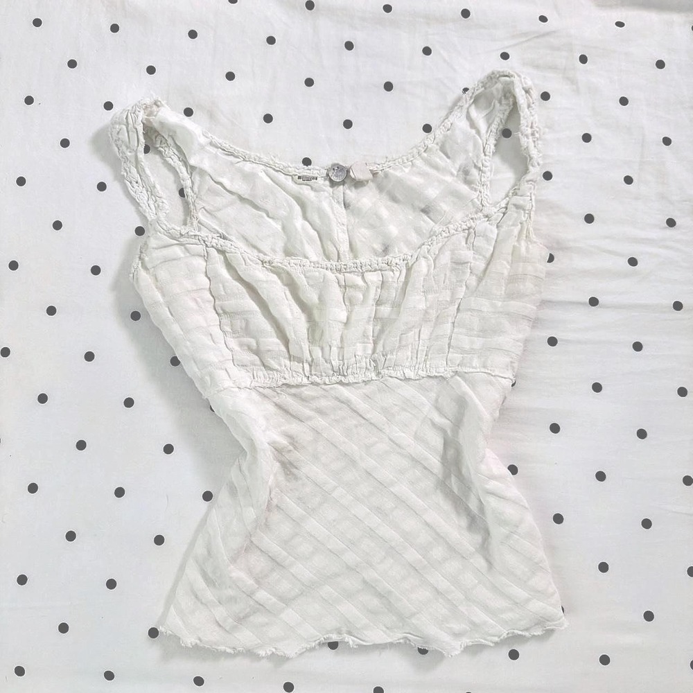 White vintage Margaret O'Leary cotton cami top with cute design
